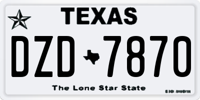 TX license plate DZD7870
