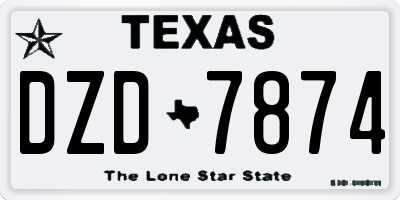 TX license plate DZD7874