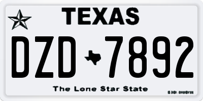 TX license plate DZD7892