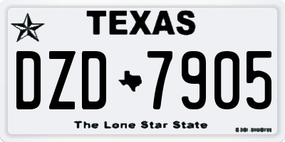 TX license plate DZD7905