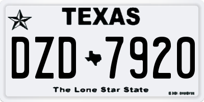 TX license plate DZD7920