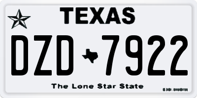 TX license plate DZD7922