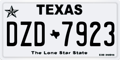 TX license plate DZD7923