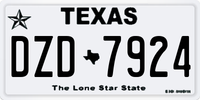 TX license plate DZD7924