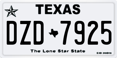 TX license plate DZD7925