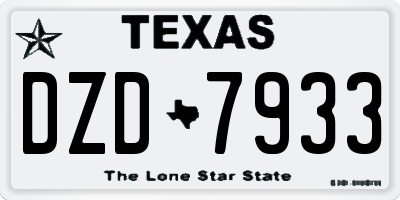 TX license plate DZD7933
