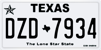 TX license plate DZD7934