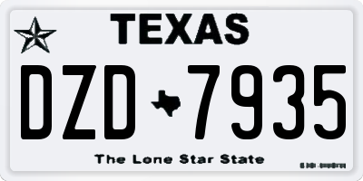 TX license plate DZD7935