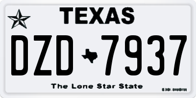 TX license plate DZD7937