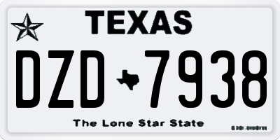 TX license plate DZD7938