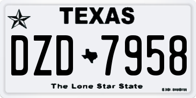 TX license plate DZD7958