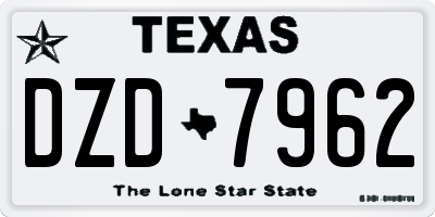 TX license plate DZD7962