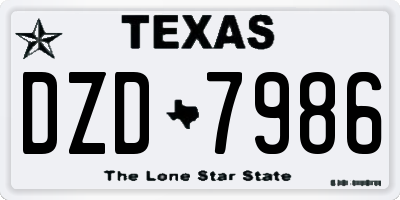 TX license plate DZD7986