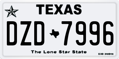 TX license plate DZD7996