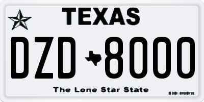 TX license plate DZD8000
