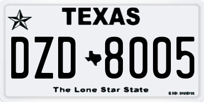 TX license plate DZD8005