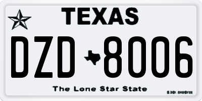 TX license plate DZD8006
