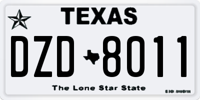 TX license plate DZD8011