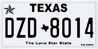 TX license plate DZD8014