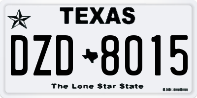 TX license plate DZD8015