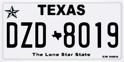 TX license plate DZD8019