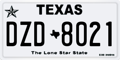 TX license plate DZD8021
