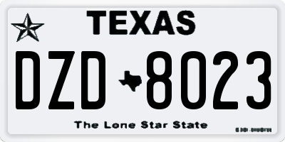 TX license plate DZD8023