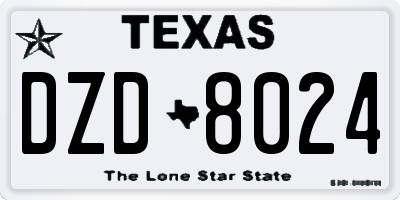 TX license plate DZD8024