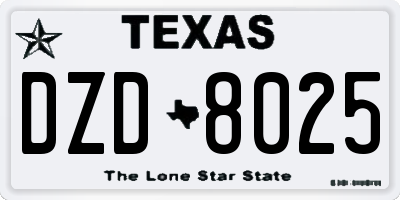 TX license plate DZD8025