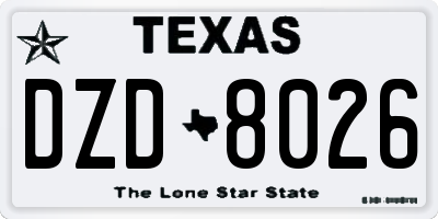 TX license plate DZD8026