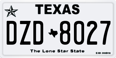 TX license plate DZD8027