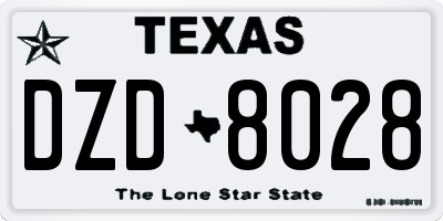 TX license plate DZD8028
