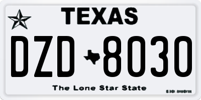 TX license plate DZD8030