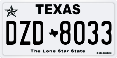 TX license plate DZD8033