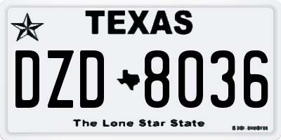 TX license plate DZD8036