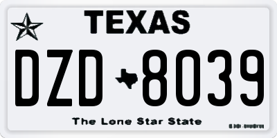 TX license plate DZD8039