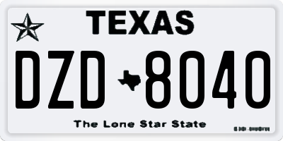 TX license plate DZD8040