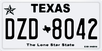 TX license plate DZD8042
