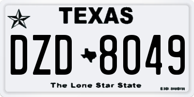 TX license plate DZD8049
