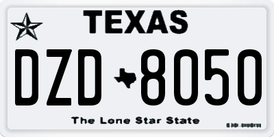 TX license plate DZD8050
