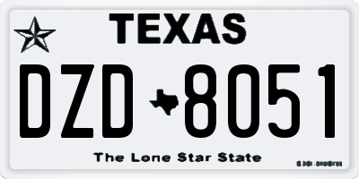 TX license plate DZD8051
