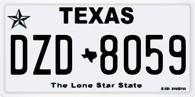 TX license plate DZD8059
