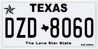 TX license plate DZD8060