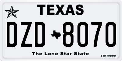 TX license plate DZD8070