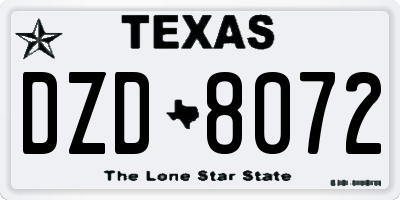 TX license plate DZD8072