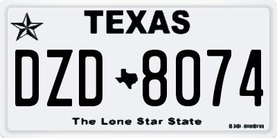 TX license plate DZD8074