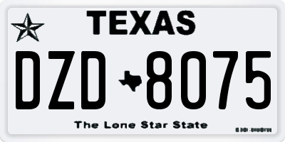 TX license plate DZD8075