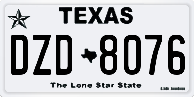 TX license plate DZD8076