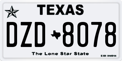 TX license plate DZD8078