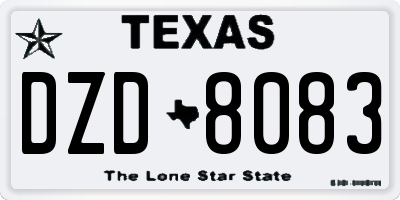 TX license plate DZD8083
